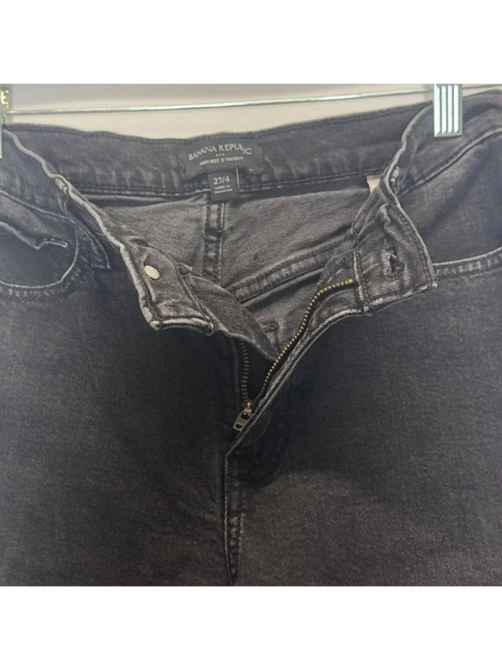 Banana Republic Jeans Womens 27/4 Black High Rise Straight Stretch Denim